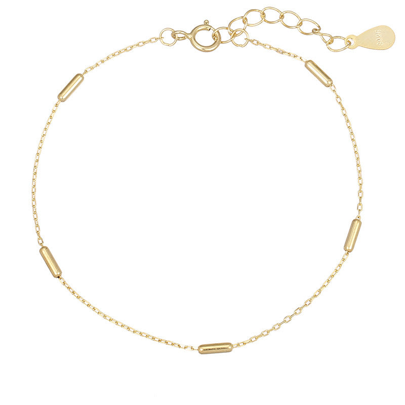 Women's Thin Chain Small Gold Bar Under Bracelets