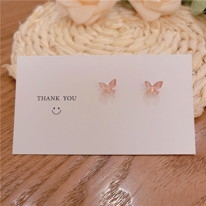 Sterling Sier Needle Three-dimensional Butterfly Suit Combination Simple Earrings