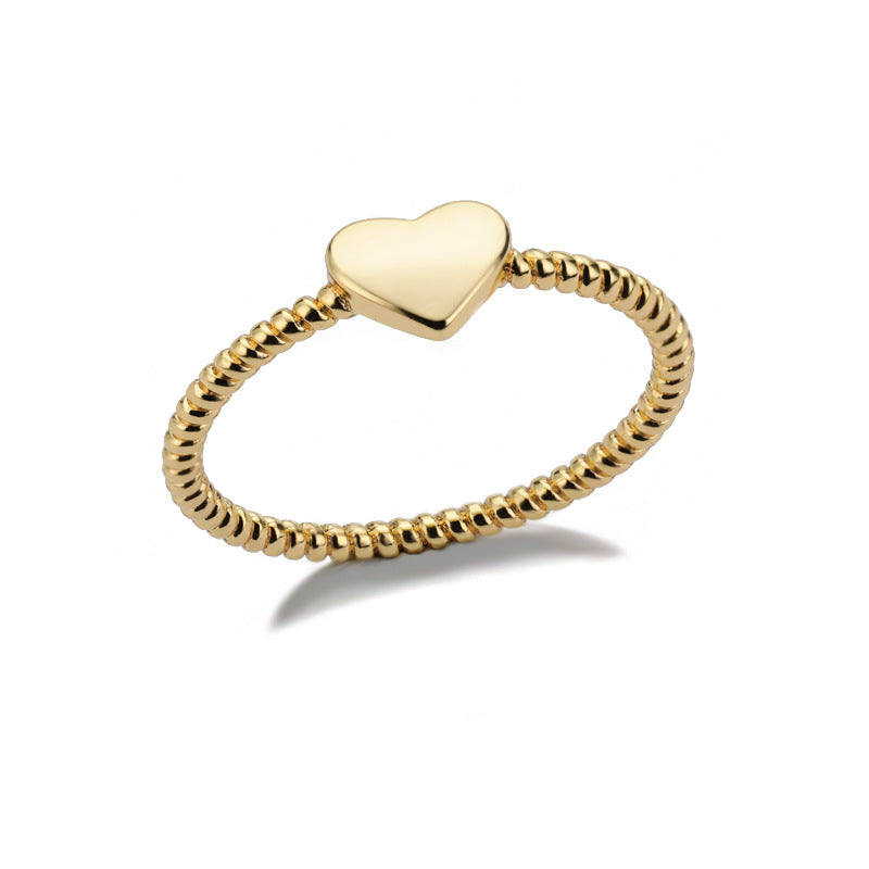 Women's Heart-shaped Love Engagement Thread Gold-plated Peach Rings