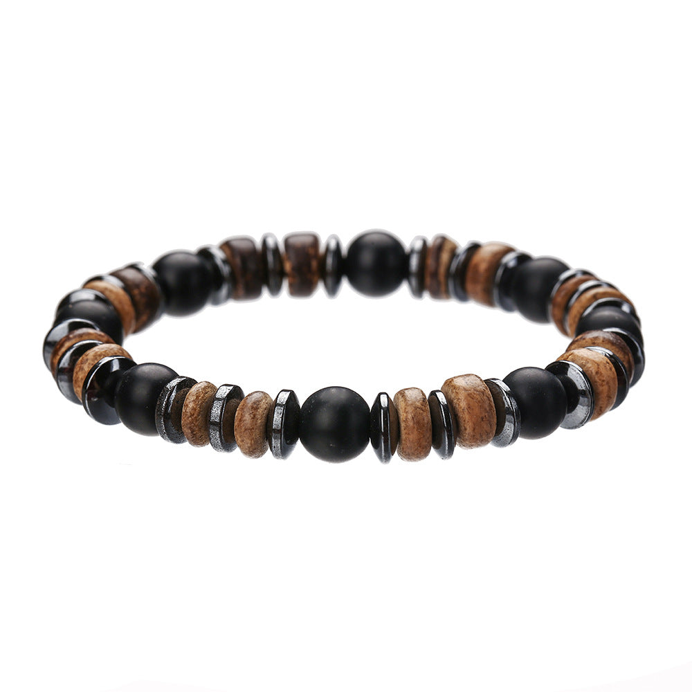 Women's & Men's Natural Haematite Volcanic Rock Elastic Simple Bracelets