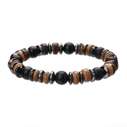 Women's & Men's Natural Haematite Volcanic Rock Elastic Simple Bracelets