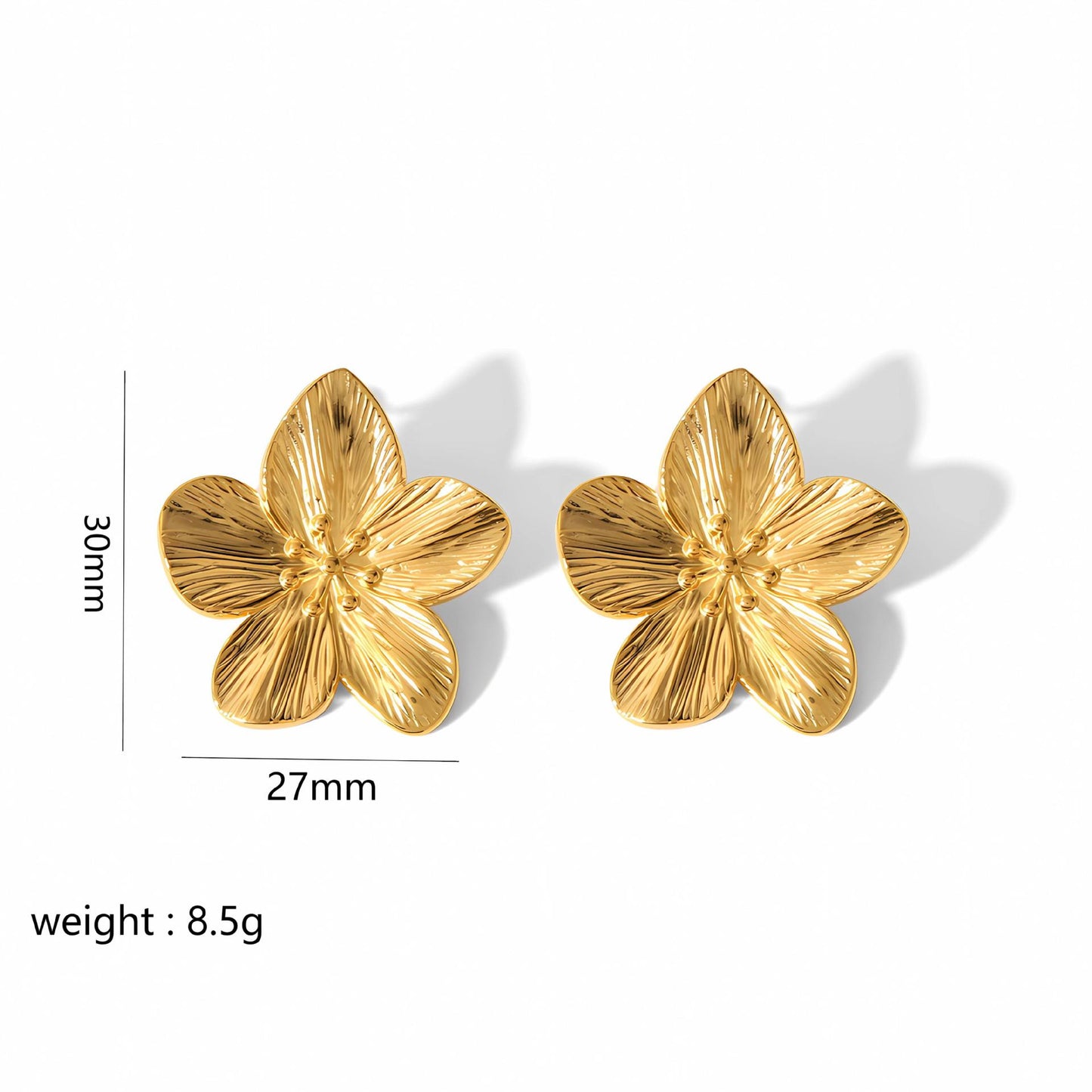 Gold Flower Female Niche Exaggerated Stainless Earrings