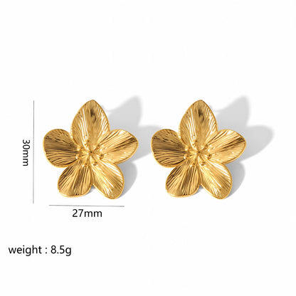 Gold Flower Female Niche Exaggerated Stainless Earrings