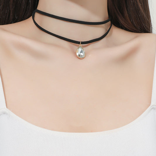 Female Simple Double Layer Water Drop Neckband Necklaces