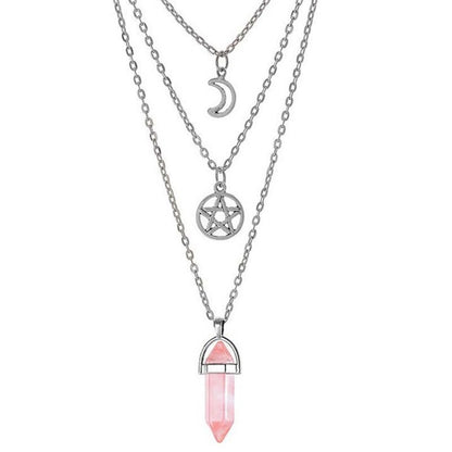 Women's Ornament Personalized Hexagon Prism Crystal Hollow Necklaces