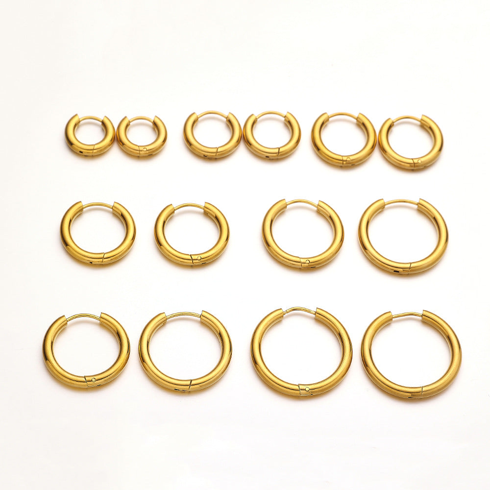 Women's Steel Ear Gold-plated Hollow Clip Round Earrings