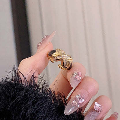 Glazed Black White Enamel Female Cold Wind Light Luxury Rings