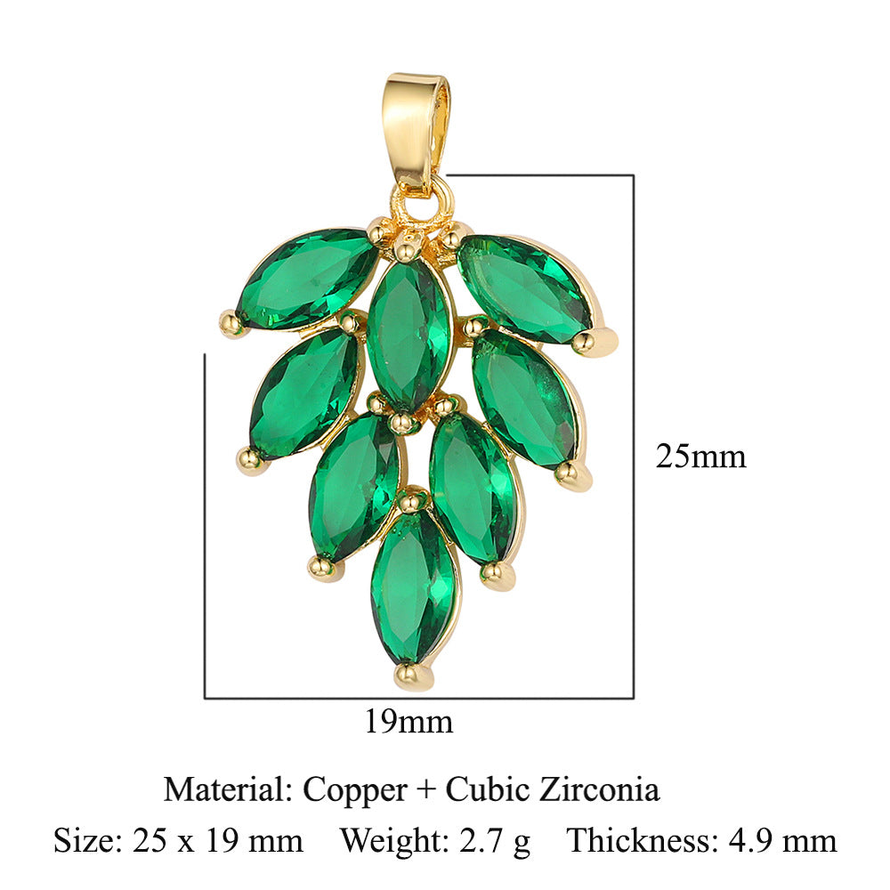 Luxury Color Zirconium Leaves Flower Four-leaf Clover Grape Cherry Necklaces