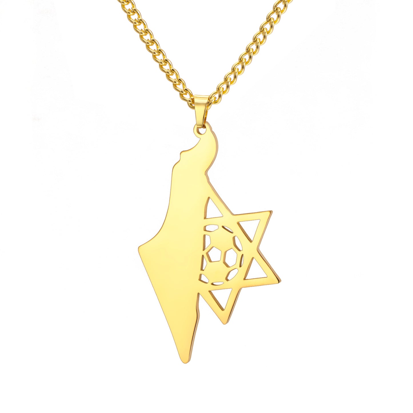 Women's & Men's Titanium Steel Israel Map Star Of Necklaces