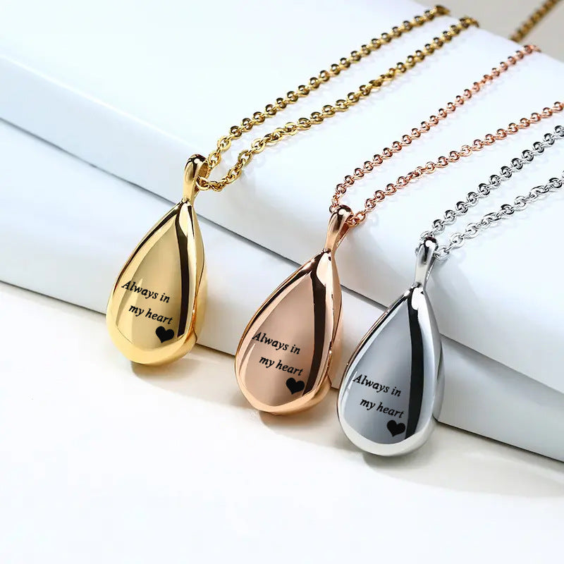 Women's Simple Open Water Drop Cinerary Casket Pendants