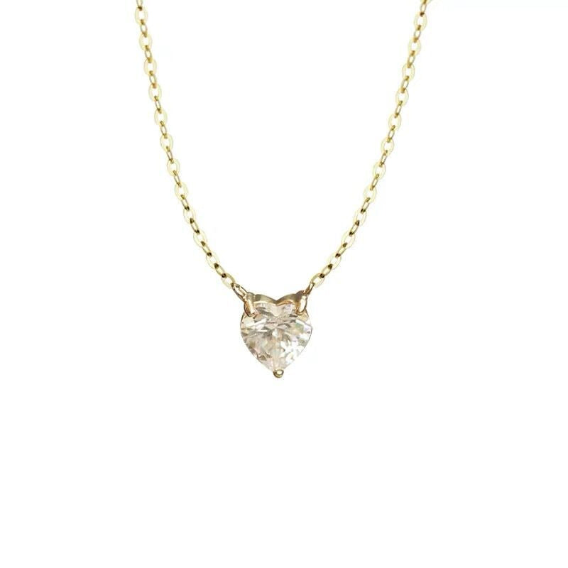 Women's Sier Gold-plated Heart-shaped Diamond Super Flash Necklaces