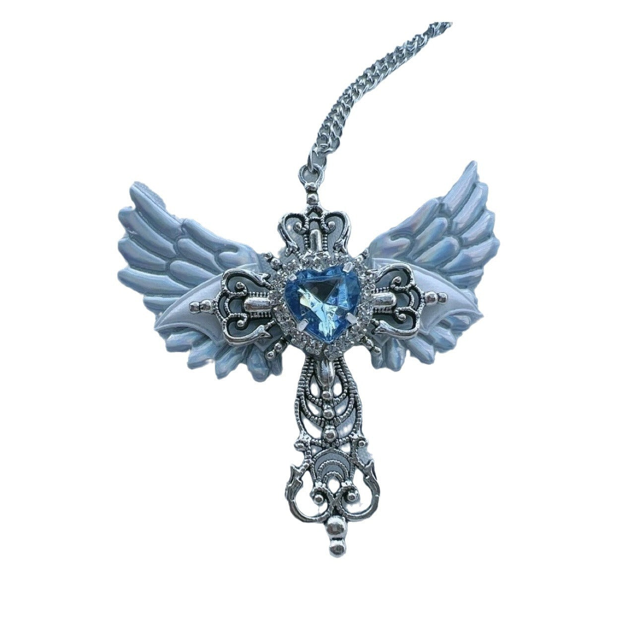 Gothic Style Culture Angel Cross Sweater Necklaces