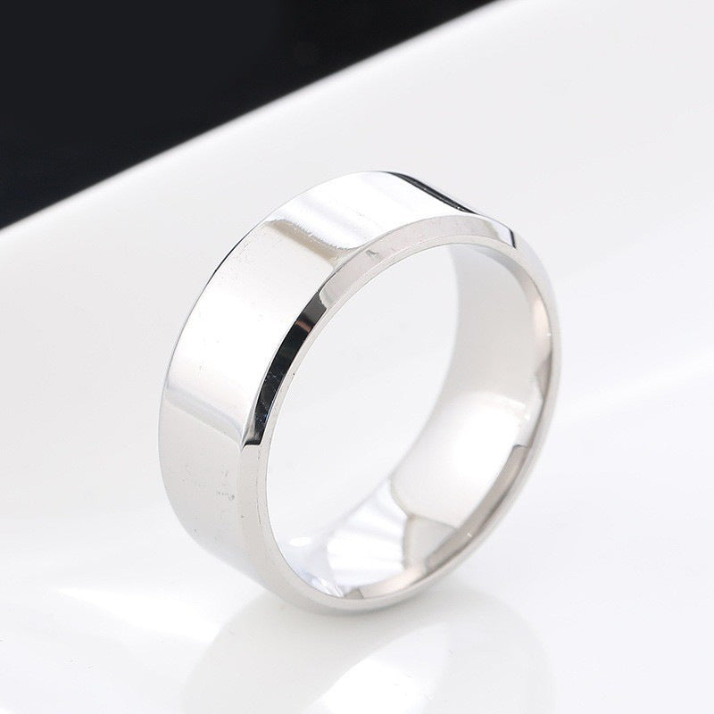 Korean Style Simple Glossy Couple Pair Of Titanium Rings