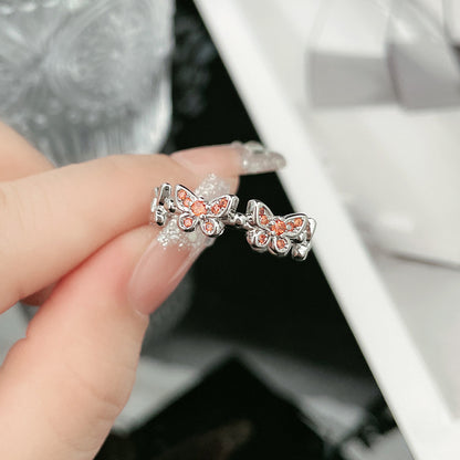 Zircon Butterfly Female Cold Style Sweet Cool Light Luxury Rings