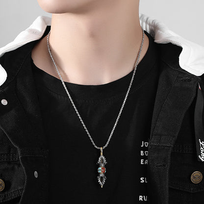 Men's Vajra Turquoise Six Words Mantra Rotatable Fashion Pendants