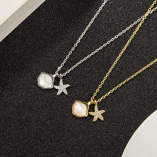 Sterling Sier Starfish Shell Female Temperament Necklaces