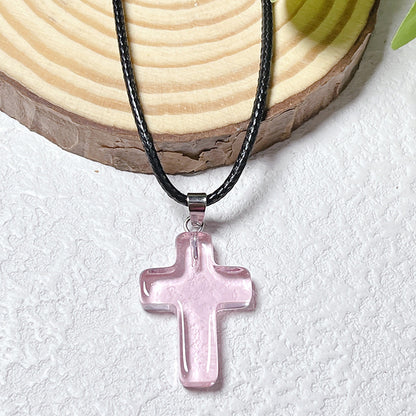 Crystal Cross Fashion Ornament Accessories Leather Rope Pendants