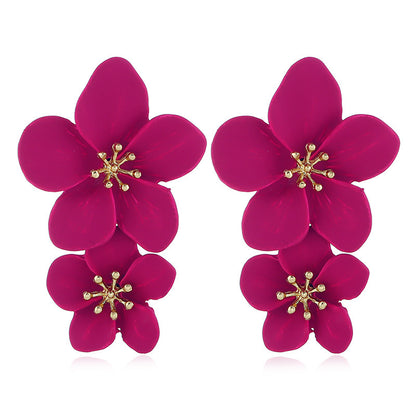 Women's Fresh Flower Bohemian Style Long Earrings