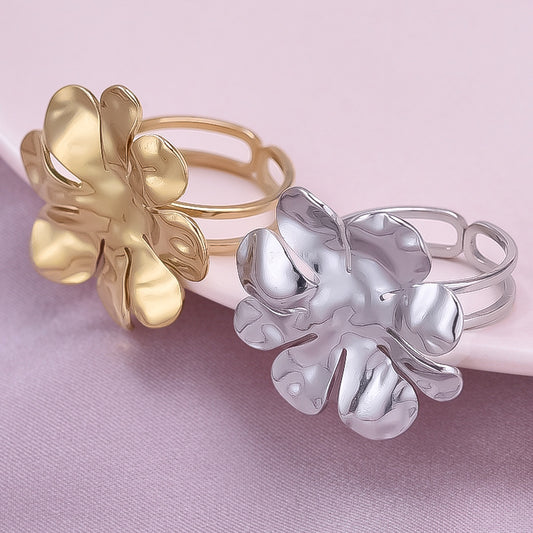 Stainless Steel Fashion Atmosphere Flower Vacuum Rings