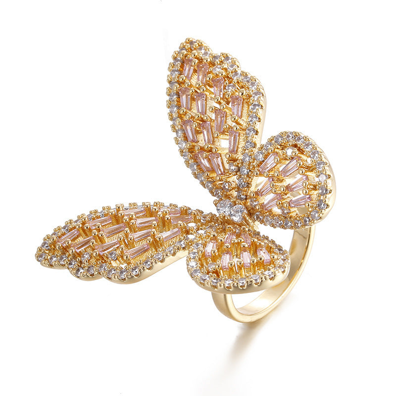 Zircon Butterfly Opening Female Personalized Cold Style Rings
