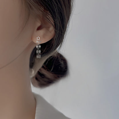 Selection Long Six-pointed Star Slimming Shining Refined Earrings