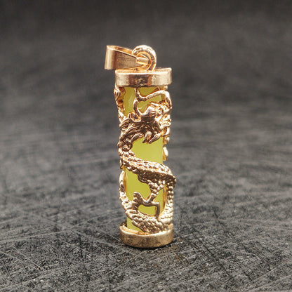 Men's Gold Luminous Dragon Column Resin Domineering Pendants