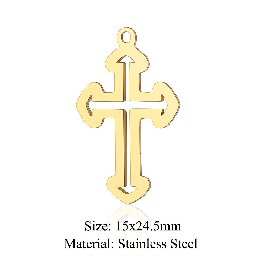 Titanium Steel Hollow Cross Crown Holy Device Pendants