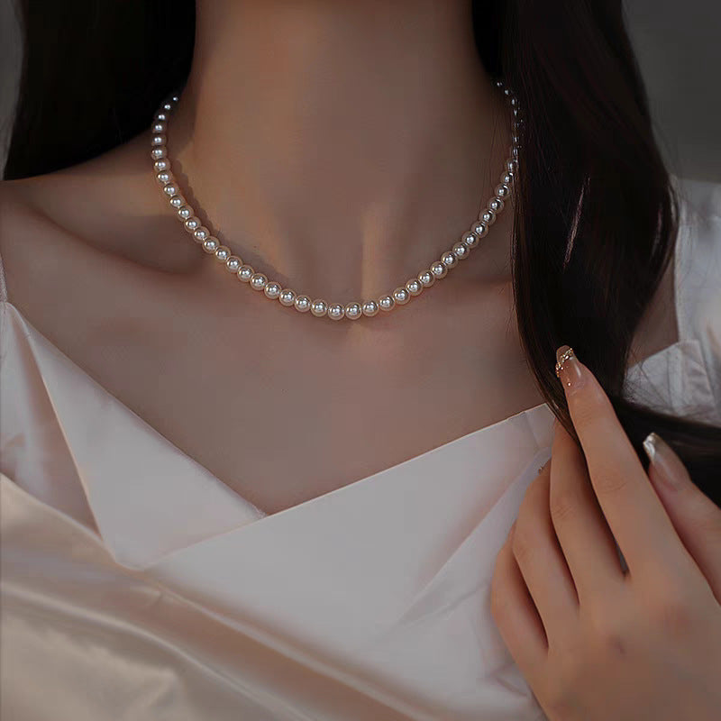 Women's Small Pearl Twin Clavicle Niche French Necklaces