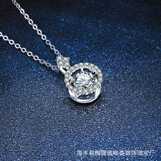 Sier Pulsatile Heart Moissanite Female Smart Pendants