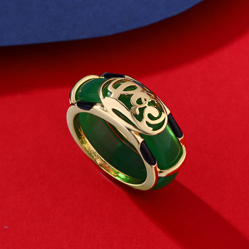 Jade Sterling Sier Plated Gold Inlaid With Rings