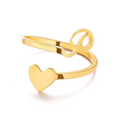 Popular Stylish Simple Letter Stainless Steel Open Three-dimensional Love Rings