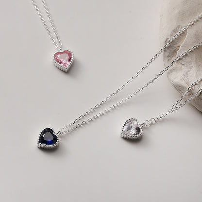 Hearts Zircon Clavicle Chain Spring Pink Necklaces