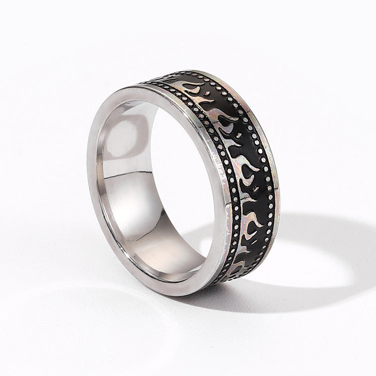 Men's Titanium Steel Dragon Pattern Ecg Heart-shaped Stainless Rings