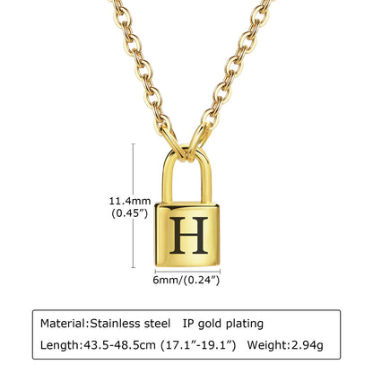 Letter Stainless Steel Lock Head Fashion Necklaces