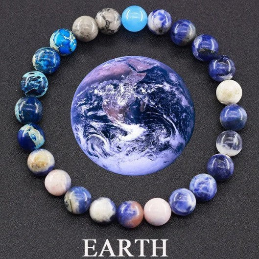 Men's Nine Planets Natural Stone Sun Saturn Bracelets