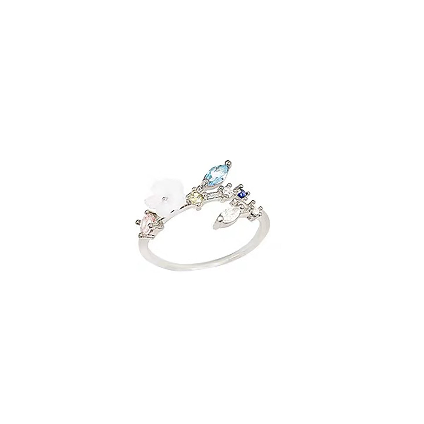 High Sense Color Zircon Flower Female Open Rings