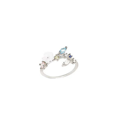 High Sense Color Zircon Flower Female Open Rings