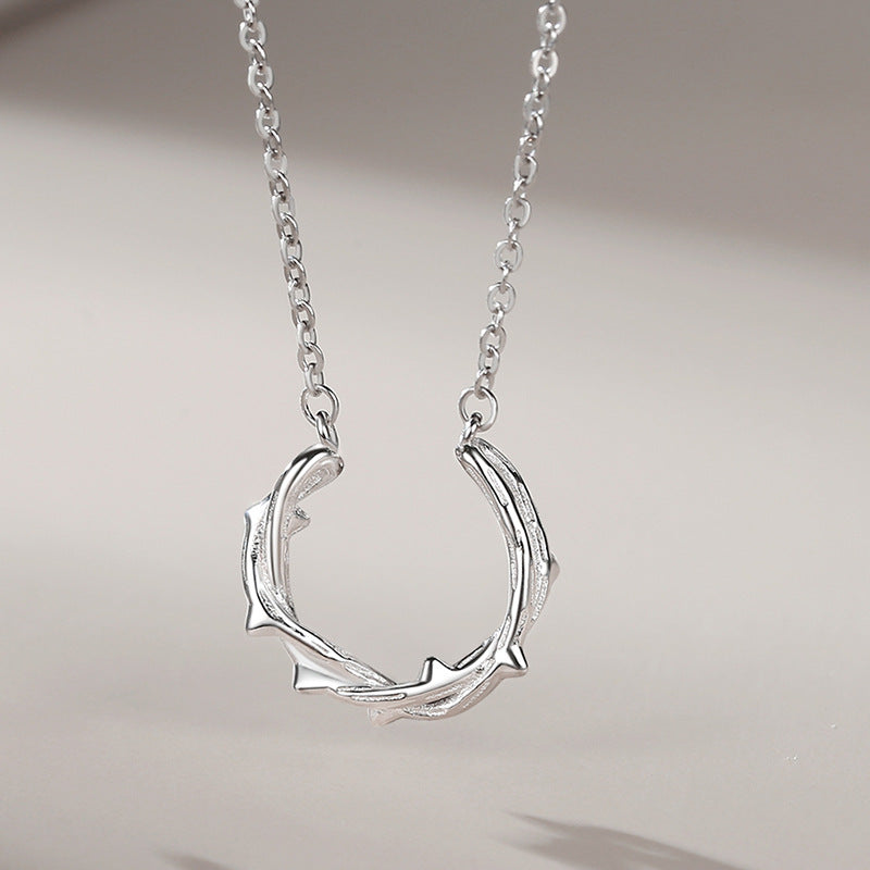 Women's & Men's Couple Sterling Sier Mori Creative Design Rose Clavicle Chain Necklaces