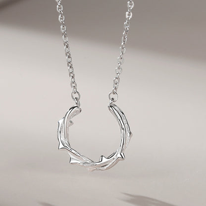 Women's & Men's Couple Sterling Sier Mori Creative Design Rose Clavicle Chain Necklaces