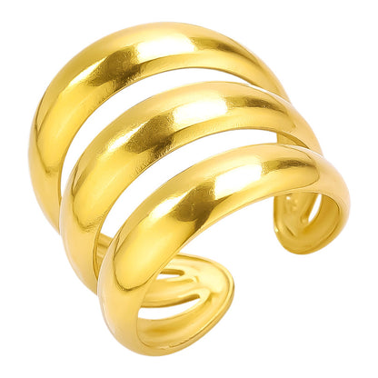 Women's Steel Trendy Personality Curved Line Design Rings