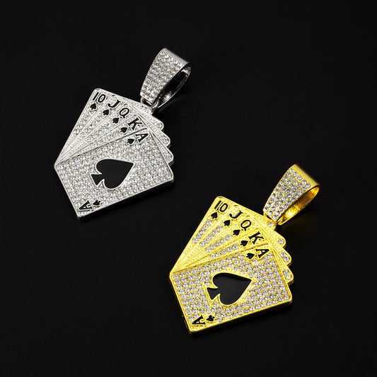 Men's Link Chain Full Diamond Poker Fashion Pendants