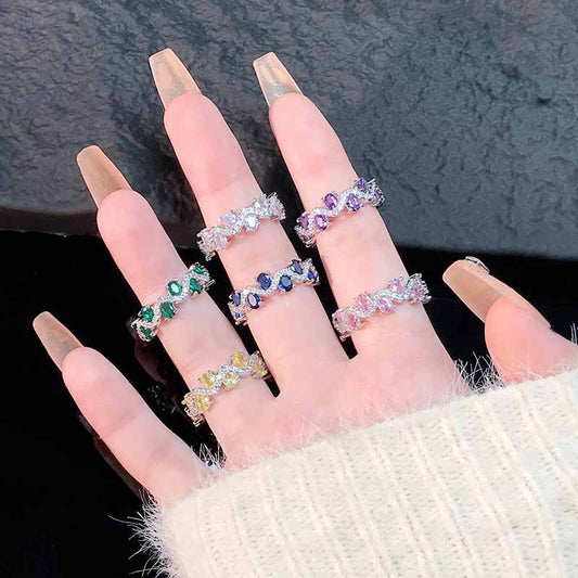 Luxury High-grade Temperament Colorful Crystals Open-end Zircon Rings