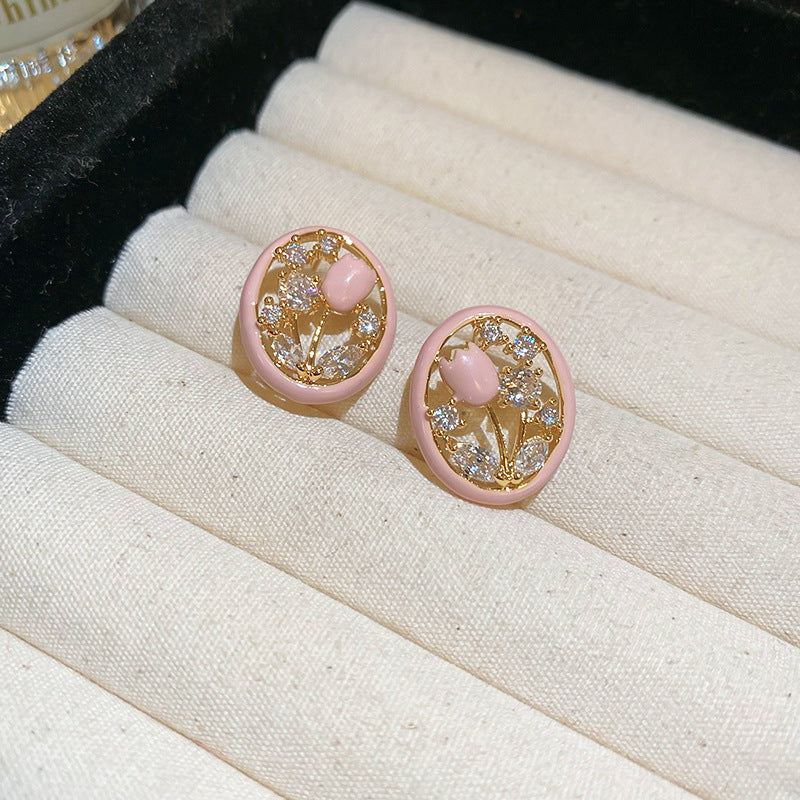 Women's Enamel Oil Painting Style Light Luxury Earrings