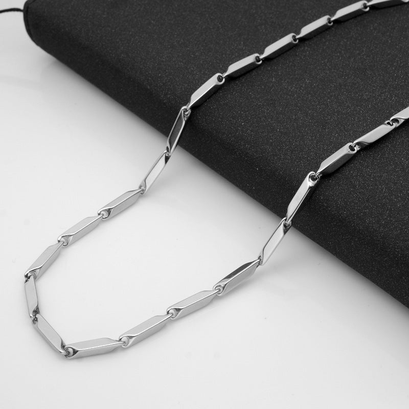 Men's Stainless Steel Chain Fashionable Handmade Diamond Square Titanium Necklaces