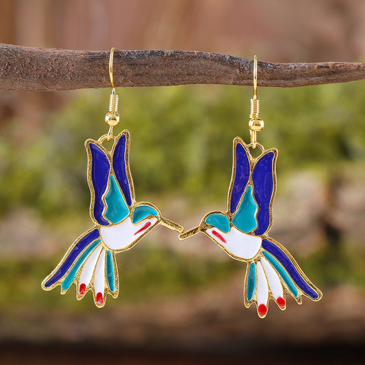 Women's Design Vintage Hummingbird Small Exquisite Versatile Flying Earrings