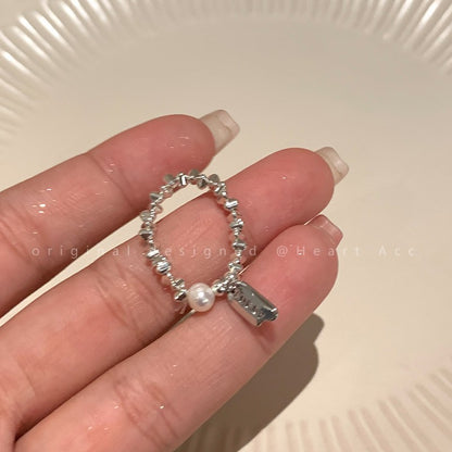 Women's Simple Design Small Pieces Of Sier Pearl Rings