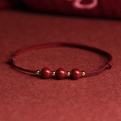 Women's & Men's Rope Cinnabar Lucky Beads Red Anklet Bracelets