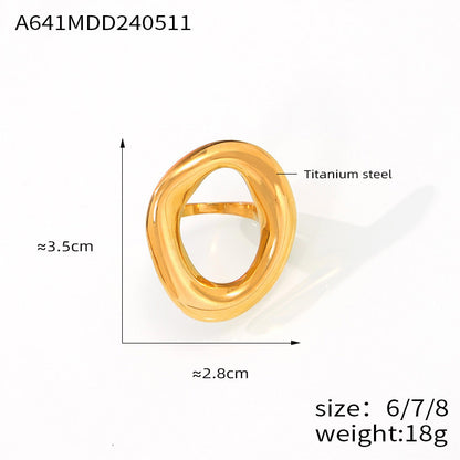 Titanium Steel Gold Plated Geometric Hollow Rings