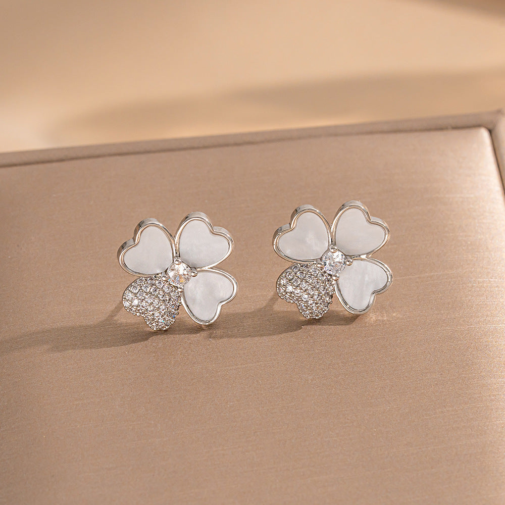 Fashionable Clover Zircon Flower Love Bear Ear Earrings