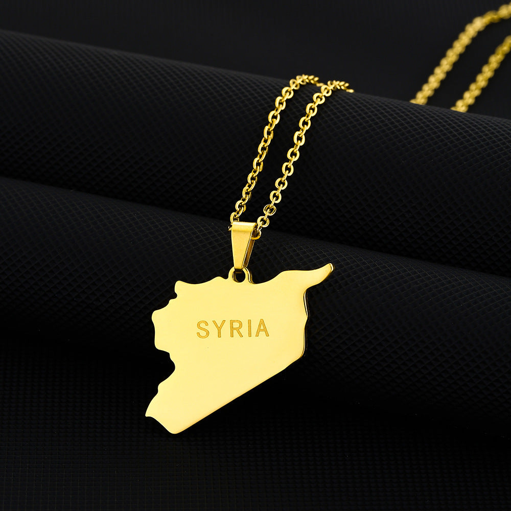 Women's & Men's Syrian Free Army Map Flag For Necklaces